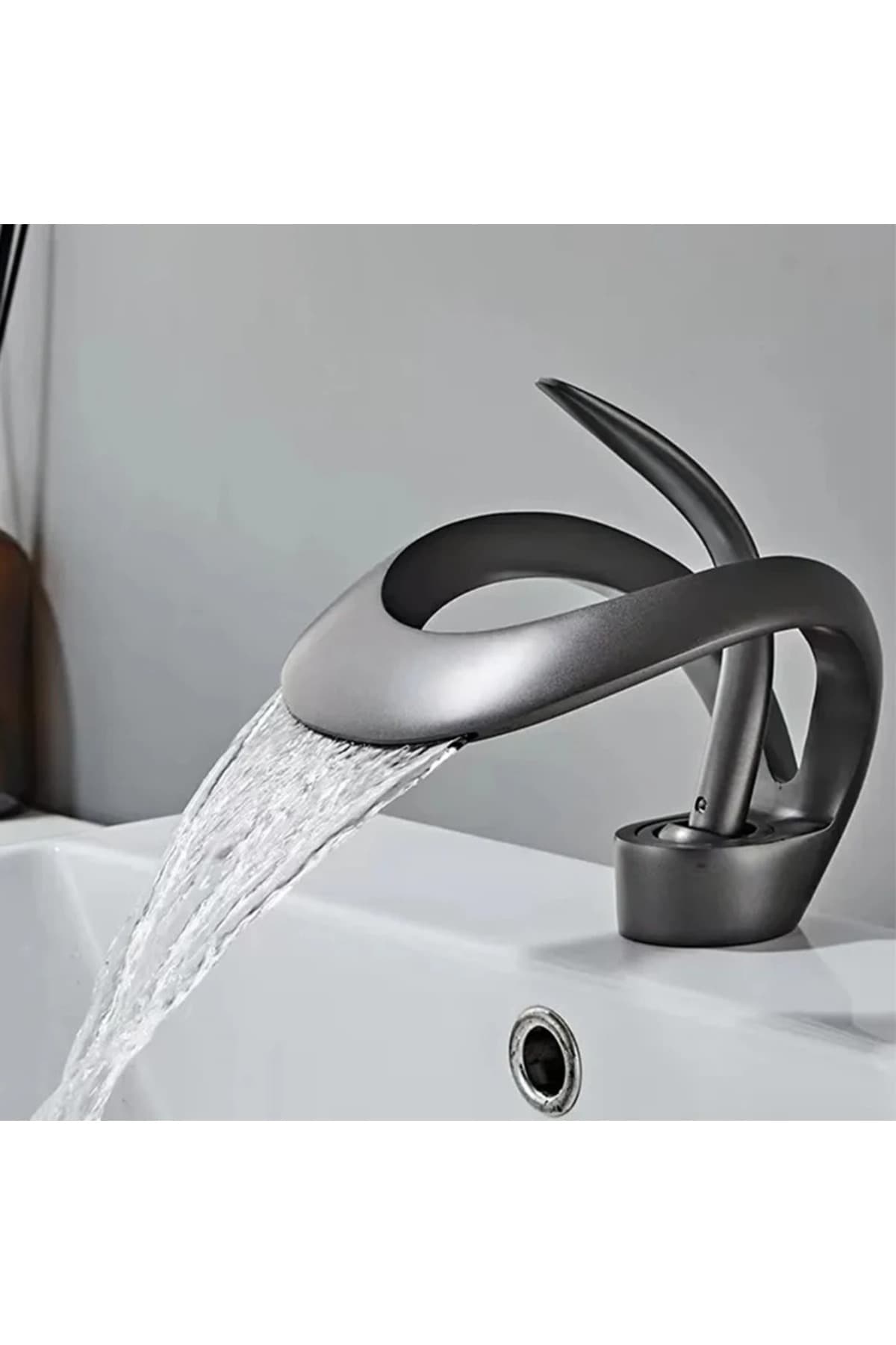 Anthrazit Wasserfall-Waschtischarmatur Luxus Einhebel Loft