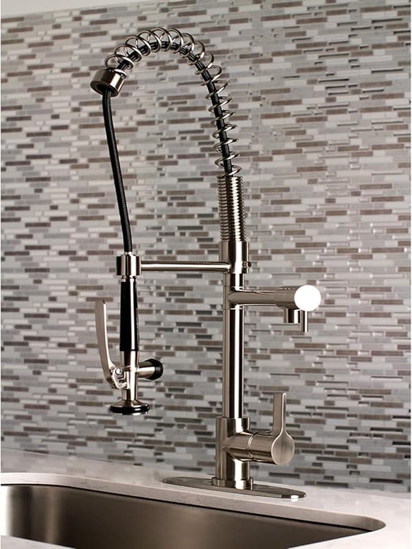 Industrial Spring Coil Kitchen Faucet | Chrome, Dual Outlet