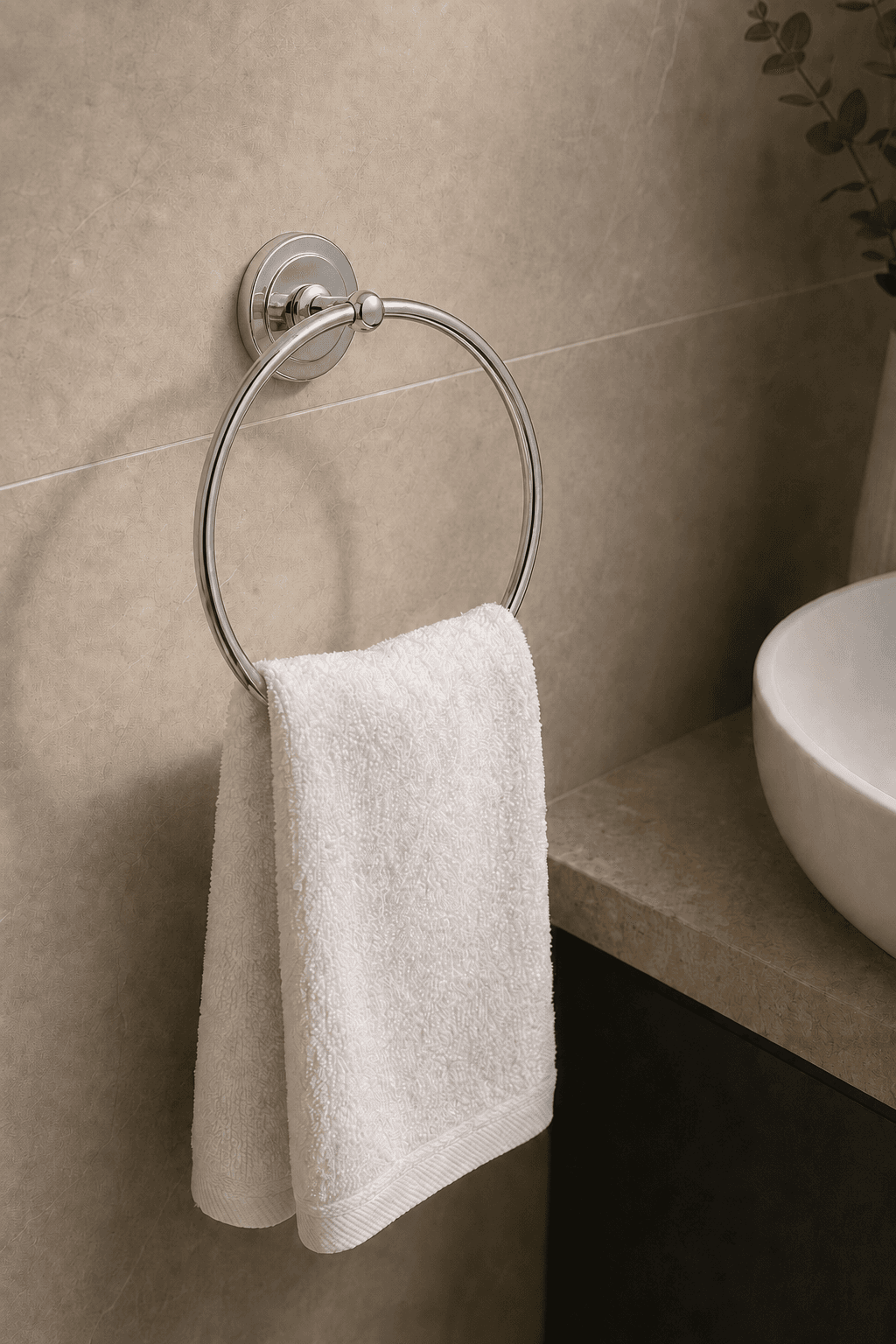 Handtuchring in Chrom, selbstklebend ohne Bohren